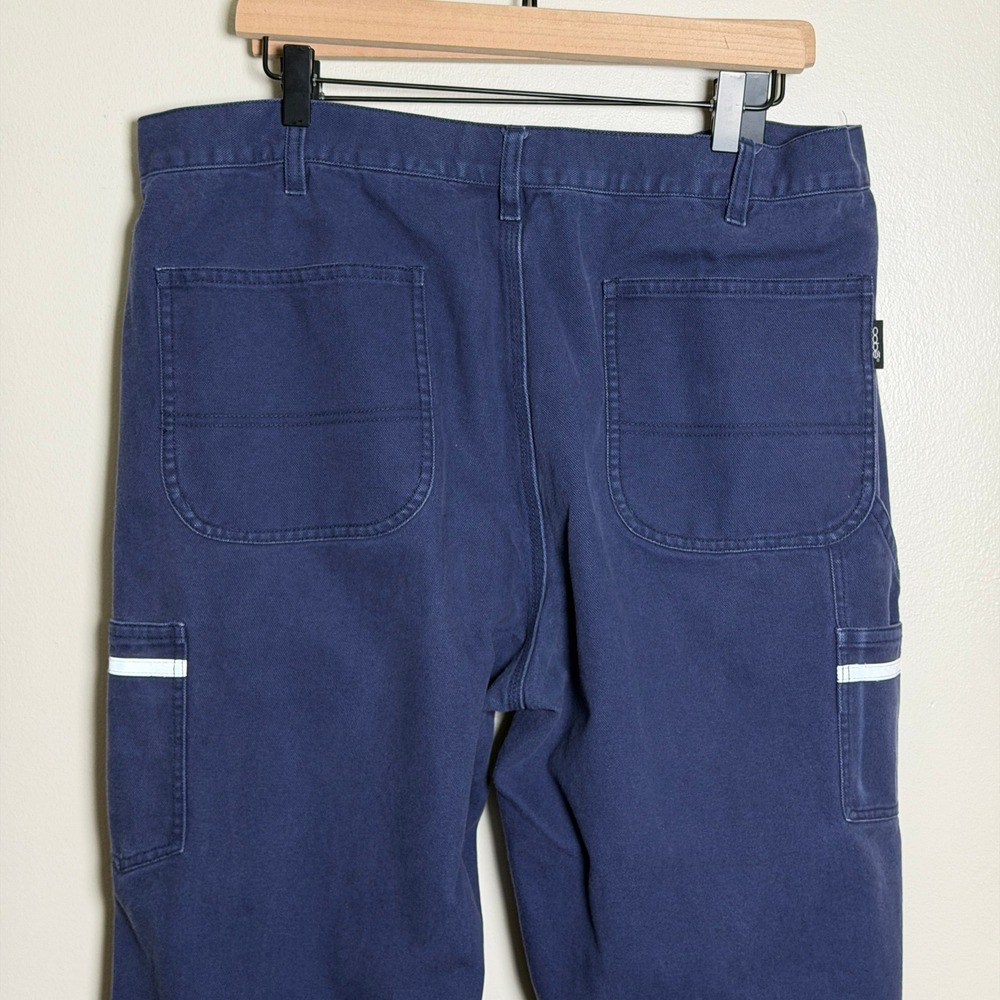 oobe Mens 100% Cotton Pants 38/34 Blue Canvas Utility Carpenter - Picture 8 of 10
